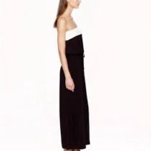 J. Crew Black and Cream Strapless Maxi Dress
